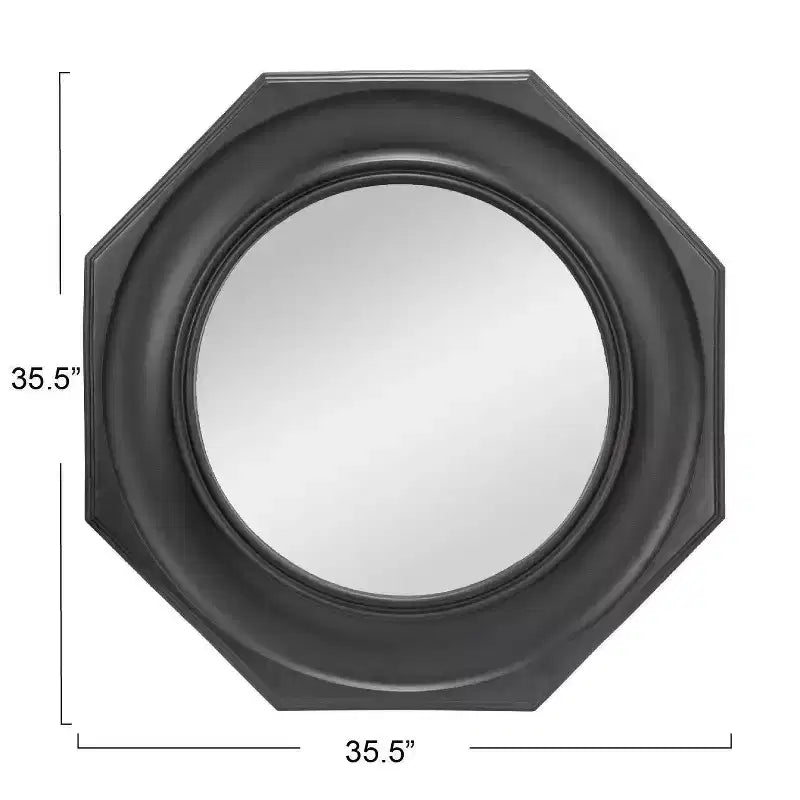 Miroir mural hexagonal à cadre en bois sculpté Storied Home