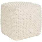 Mina Victory Lifestyle Loop Dots 16 x 16 x 16 Ivory Indoor Poufs