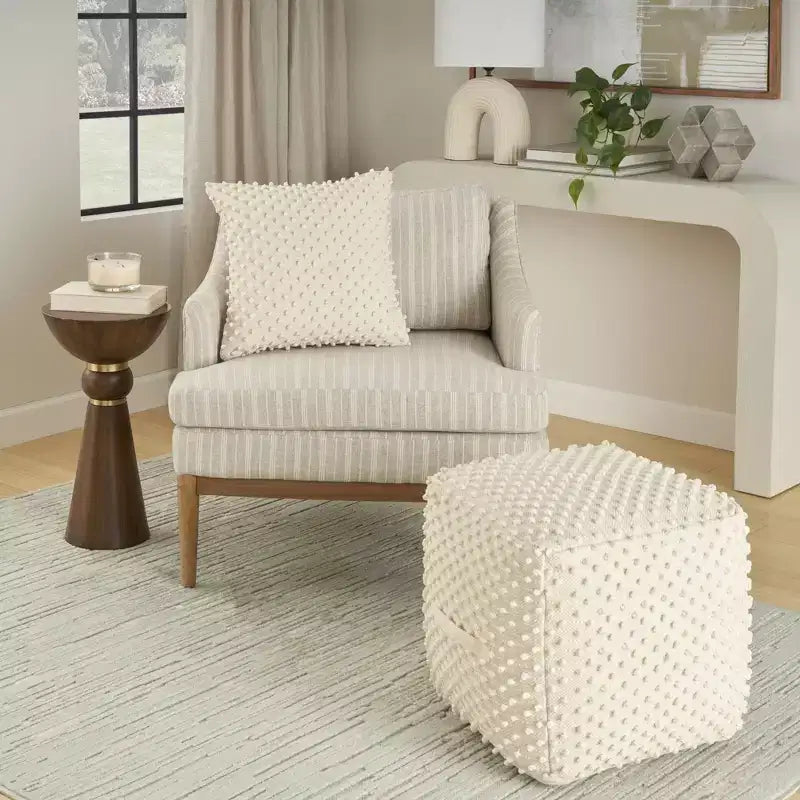 Poufs d'intérieur Mina Victory Lifestyle Loop Dots 40 x 40 x 40 cm Ivoire