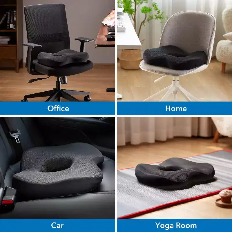 Mount-It! Coussin de siège de bureau, coussin ergonomique pour chaise, mousse à mémoire de forme et gel, coussin ergonomique pour chaise de voiture et de bureau, soulagement du coccyx et du dos