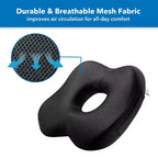 Mount-It! Coussin de siège de bureau, coussin ergonomique pour chaise, mousse à mémoire de forme et gel, coussin ergonomique pour chaise de voiture et de bureau, soulagement du coccyx et du dos