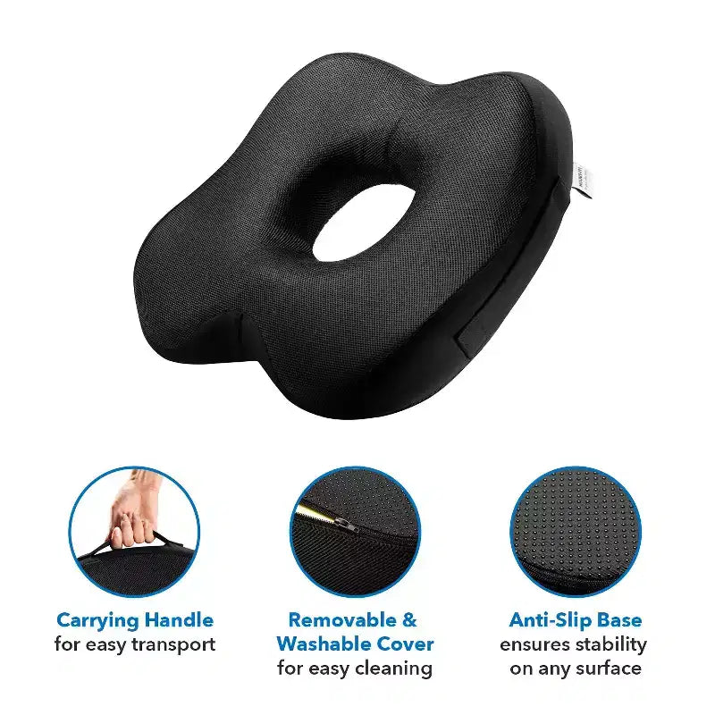 Mount-It! Coussin de siège de bureau, coussin ergonomique pour chaise, mousse à mémoire de forme et gel, coussin ergonomique pour chaise de voiture et de bureau, soulagement du coccyx et du dos