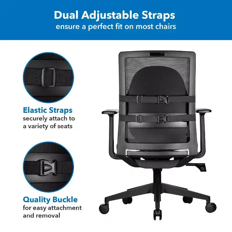 Mount-It! Oreiller de soutien lombaire, collection Ergo, soutien dorsal compact pour chaise de bureau ou de jeu, garnissage en mousse à mémoire de forme, soulage les douleurs dorsales et améliore la posture