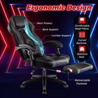 Chaise de jeu e-sport réglable Costway avec appuie-tête rembourré, support lombaire bleu/noir/gris/rouge