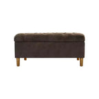 Banc de rangement capitonné avec pieds coniques en bois - HomePop