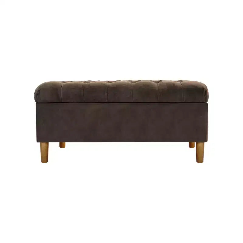 Banc de rangement capitonné avec pieds coniques en bois - HomePop