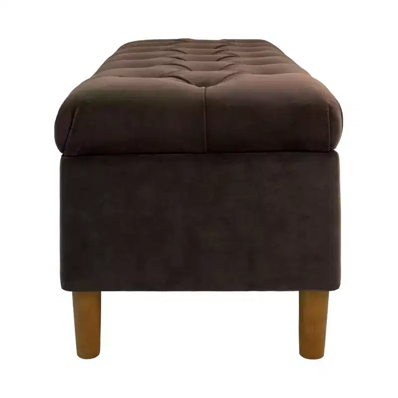 Banc de rangement capitonné avec pieds coniques en bois - HomePop