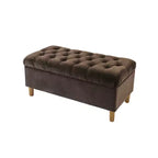 Banc de rangement capitonné avec pieds coniques en bois - HomePop