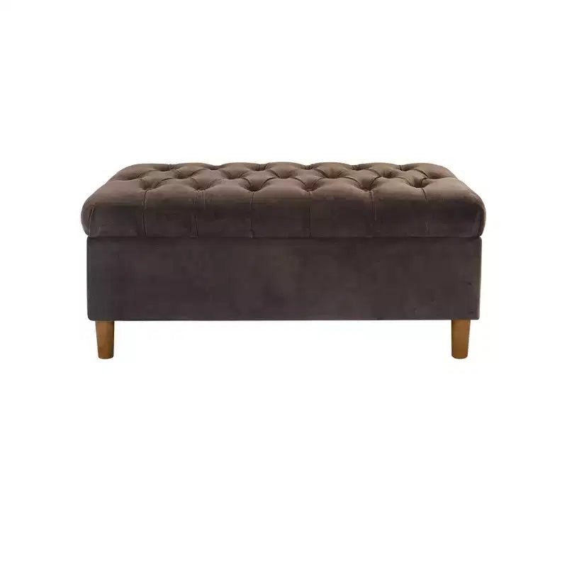 Banc de rangement capitonné avec pieds coniques en bois - HomePop