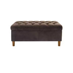 Banc de rangement capitonné avec pieds coniques en bois - HomePop