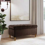 Banc de rangement capitonné avec pieds coniques en bois - HomePop