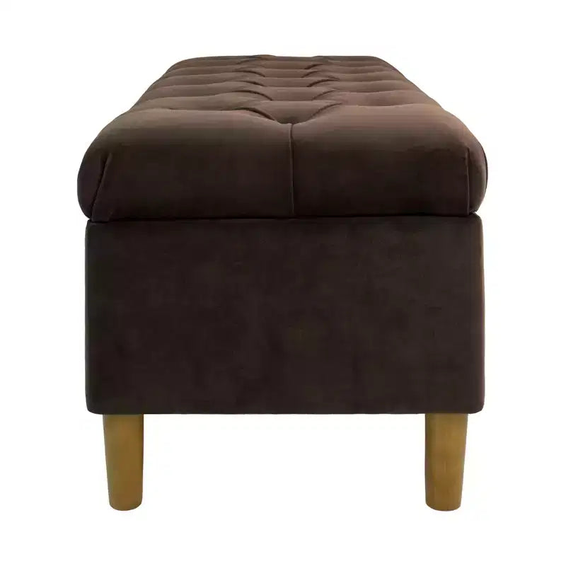 Banc de rangement capitonné avec pieds coniques en bois - HomePop
