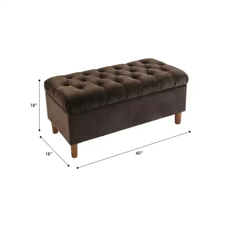 Banc de rangement capitonné avec pieds coniques en bois - HomePop