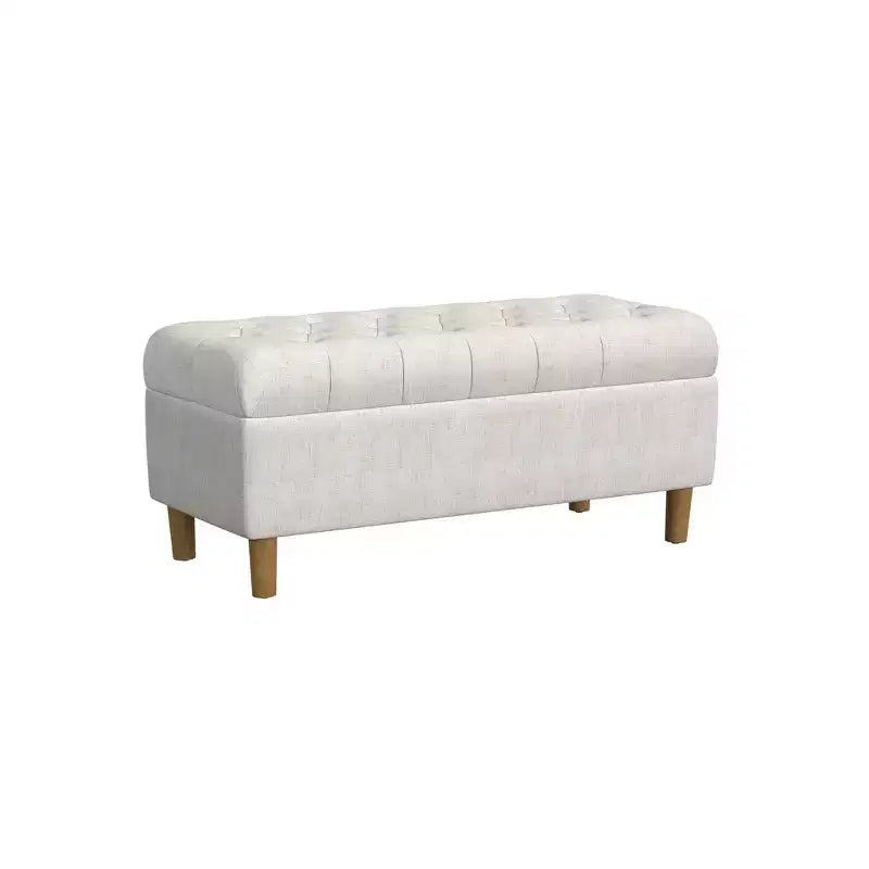 Banc de rangement capitonné avec pieds coniques en bois - HomePop