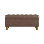 Banc de rangement capitonné avec pieds coniques en bois - HomePop