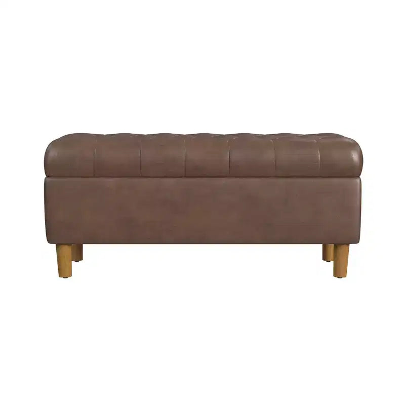 Banc de rangement capitonné avec pieds coniques en bois - HomePop