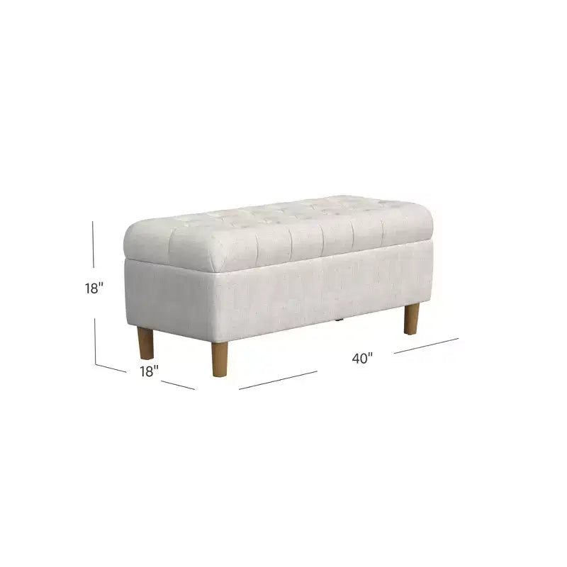 Banc de rangement capitonné avec pieds coniques en bois - HomePop