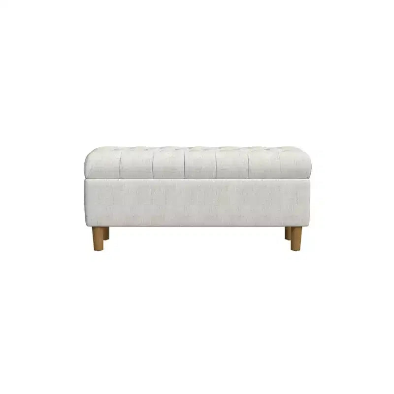 Banc de rangement capitonné avec pieds coniques en bois - HomePop