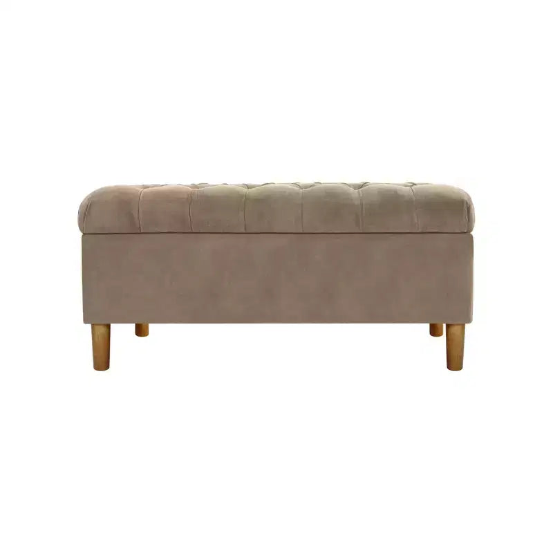 Banc de rangement capitonné avec pieds coniques en bois - HomePop