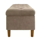 Banc de rangement capitonné avec pieds coniques en bois - HomePop
