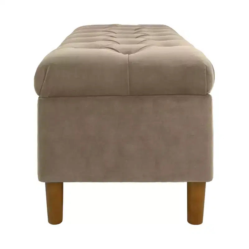 Banc de rangement capitonné avec pieds coniques en bois - HomePop