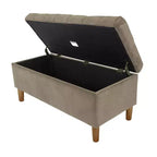 Banc de rangement capitonné avec pieds coniques en bois - HomePop