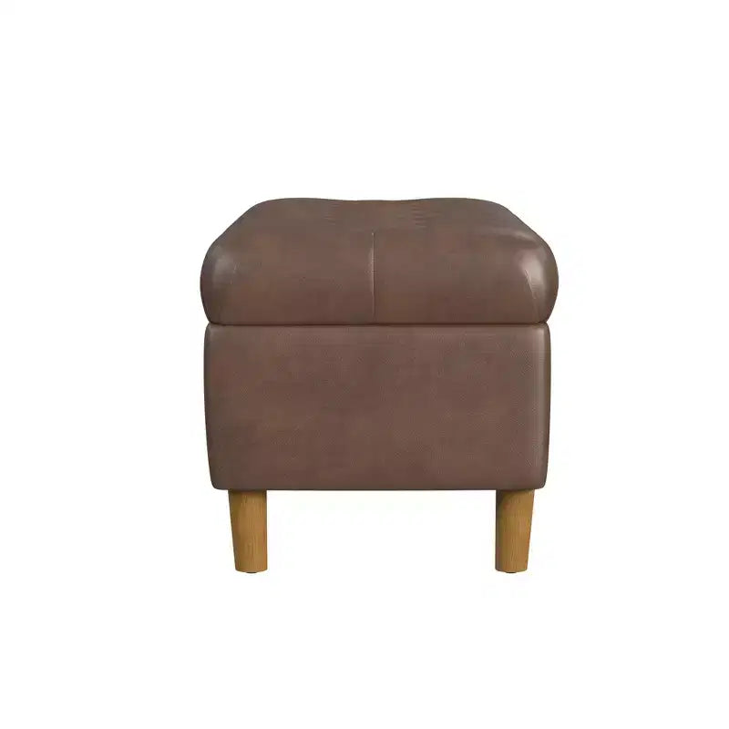 Banc de rangement capitonné avec pieds coniques en bois - HomePop