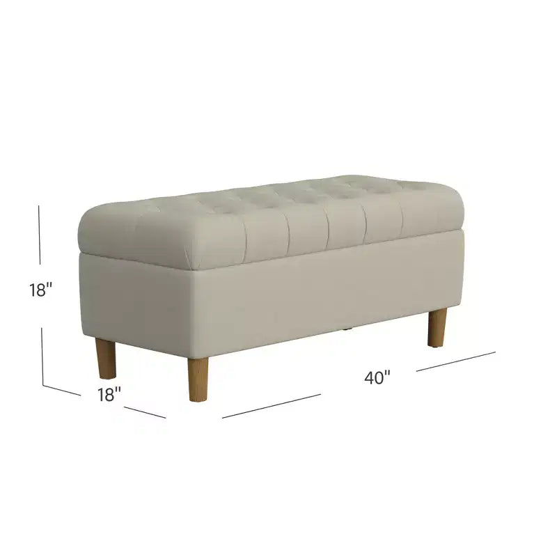 Banc de rangement capitonné avec pieds coniques en bois - HomePop