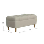 Banc de rangement capitonné avec pieds coniques en bois - HomePop