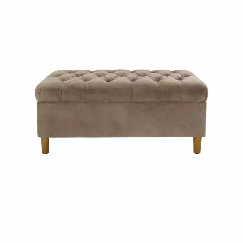 Banc de rangement capitonné avec pieds coniques en bois - HomePop