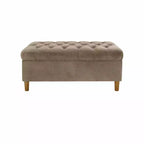 Banc de rangement capitonné avec pieds coniques en bois - HomePop