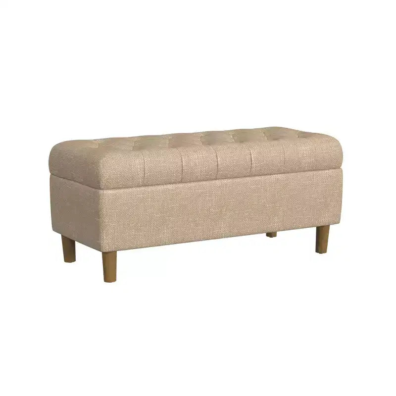 Banc de rangement capitonné avec pieds coniques en bois - HomePop