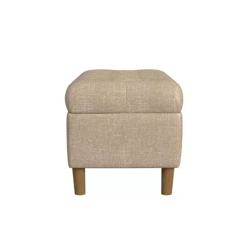Banc de rangement capitonné avec pieds coniques en bois - HomePop