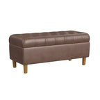 Banc de rangement capitonné avec pieds coniques en bois - HomePop