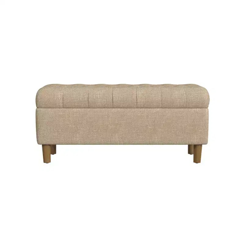 Banc de rangement capitonné avec pieds coniques en bois - HomePop