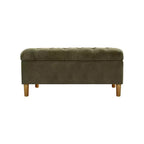 Banc de rangement capitonné avec pieds coniques en bois - HomePop