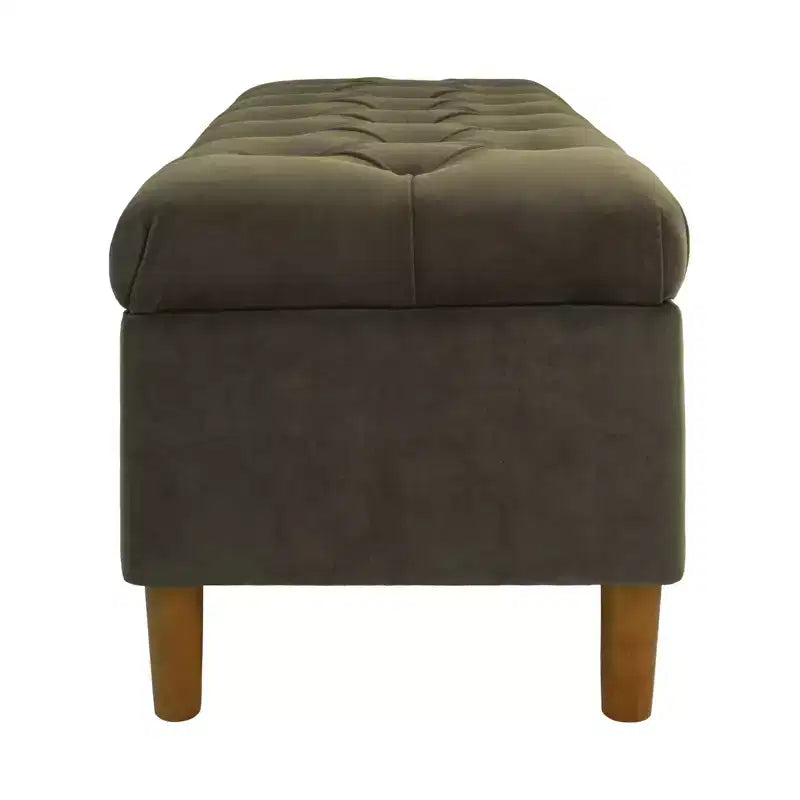 Banc de rangement capitonné avec pieds coniques en bois - HomePop