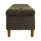 Banc de rangement capitonné avec pieds coniques en bois - HomePop