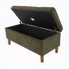 Banc de rangement capitonné avec pieds coniques en bois - HomePop