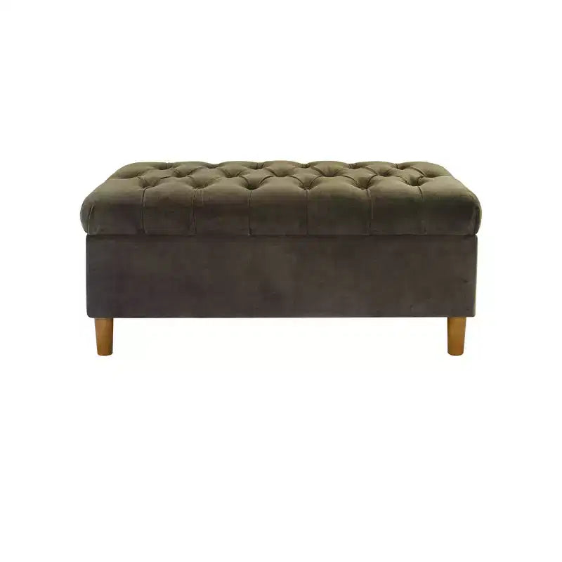 Banc de rangement capitonné avec pieds coniques en bois - HomePop