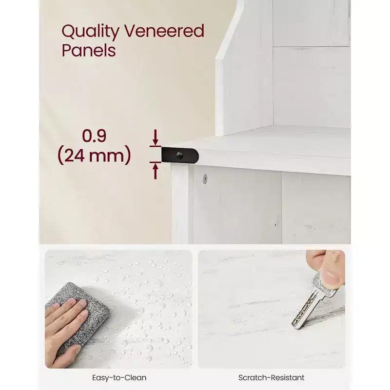 VASAGLE Meuble d'entrée avec banc à chaussures et porte-manteaux, meuble d'entrée, 16 compartiments ouverts, 6 patères