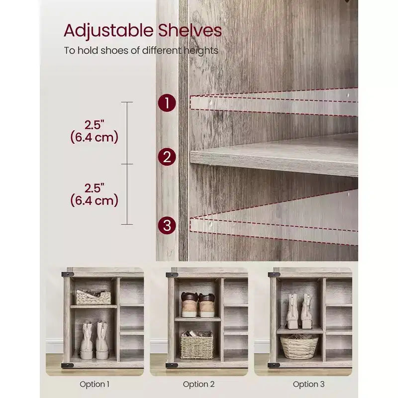 VASAGLE Meuble d'entrée avec banc à chaussures et porte-manteaux, meuble d'entrée, 16 compartiments ouverts, 6 patères