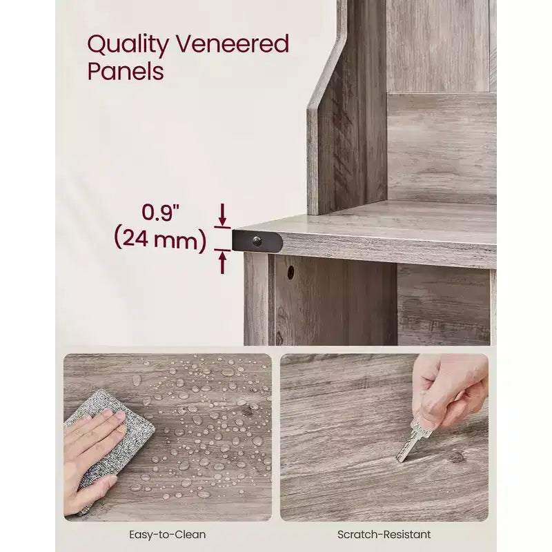 VASAGLE Meuble d'entrée avec banc à chaussures et porte-manteaux, meuble d'entrée, 16 compartiments ouverts, 6 patères
