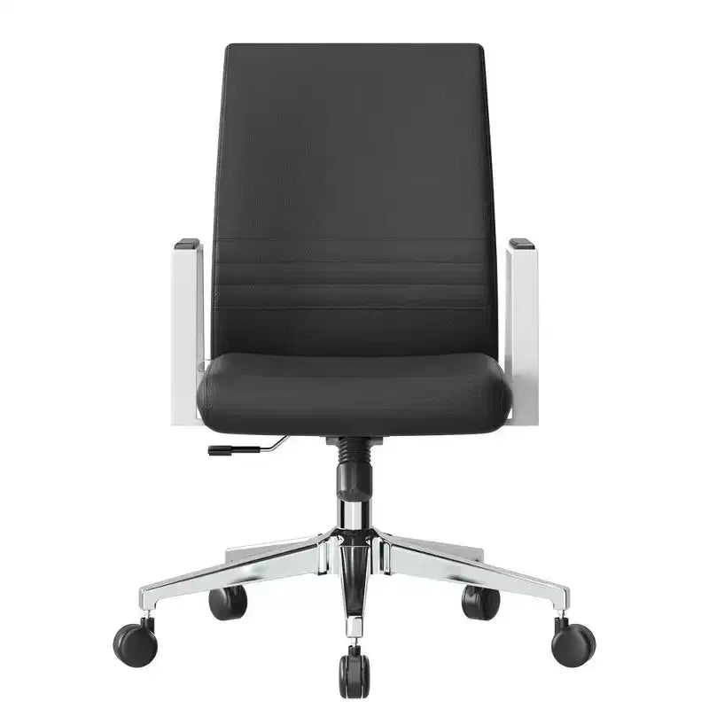 Chaise de bureau moderne en cuir LeisureMod Aleen - Chaise de bureau ergonomique pivotante et inclinable avec cadre en fer - Pour bureau à domicile
