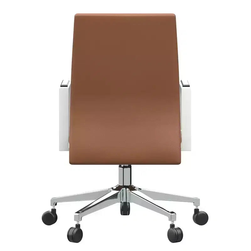 Chaise de bureau moderne en cuir LeisureMod Aleen - Chaise de bureau ergonomique pivotante et inclinable avec cadre en fer - Pour bureau à domicile