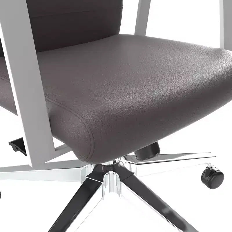 Chaise de bureau moderne en cuir LeisureMod Aleen - Chaise de bureau ergonomique pivotante et inclinable avec cadre en fer - Pour bureau à domicile