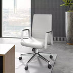 Chaise de bureau moderne en cuir LeisureMod Aleen - Chaise de bureau ergonomique pivotante et inclinable avec cadre en fer - Pour bureau à domicile