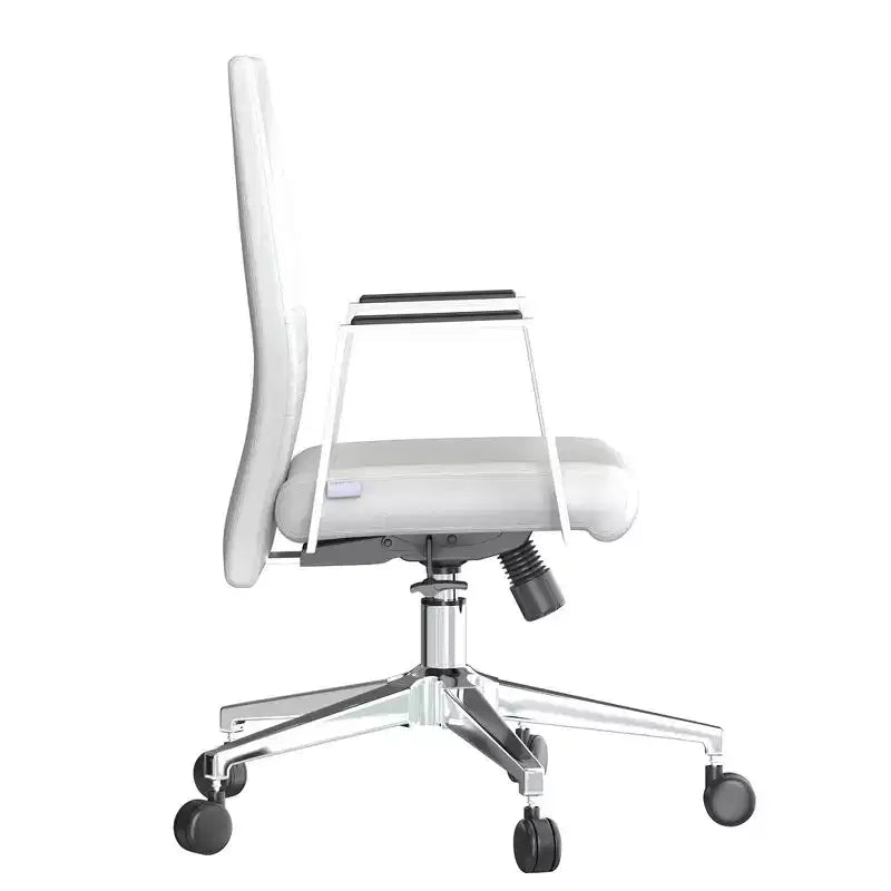 Chaise de bureau moderne en cuir LeisureMod Aleen - Chaise de bureau ergonomique pivotante et inclinable avec cadre en fer - Pour bureau à domicile