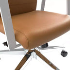 Chaise de bureau moderne en cuir LeisureMod Aleen - Chaise de bureau ergonomique pivotante et inclinable avec cadre en fer - Pour bureau à domicile