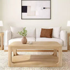 Plank+Beam Table basse rectangulaire moderne 48 po en bois massif avec étagère de rangement